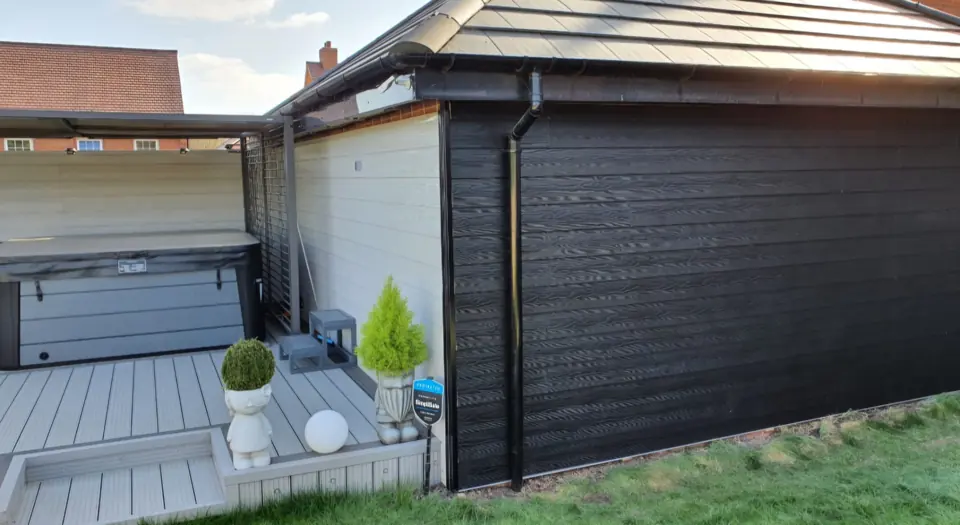 Finished cladding on a residential extension